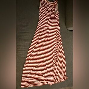 Maurices Orange and White Striped Maxi Skirt